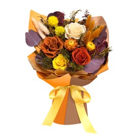 FNCHAI Forever Flowers with Modern Vase, Vibrant Orange Preserved Roses Bouquet with Greeting Card, Ideal for Birthday, Friend Gatherings, Corporate Events, Thanksgiving Surprises (Orange)