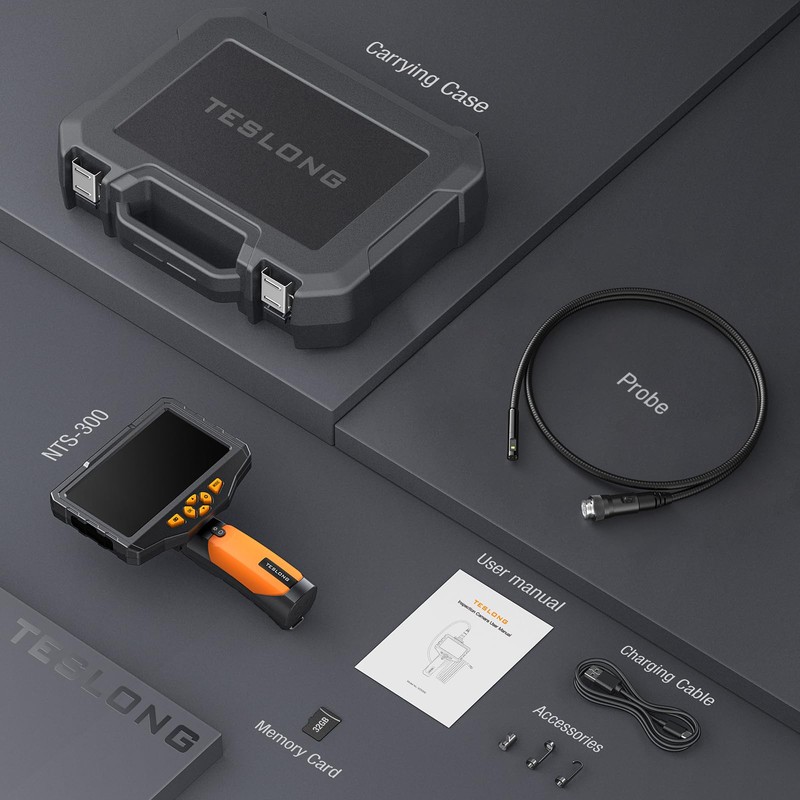 Teslong Inspection Camera, Dual Lens Borescope Camera with Light, NTS300