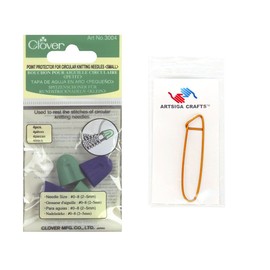 Clover Needlecraft Point Protectors for Circular Knitting Needles Sizes 0 to 8 4/Pkg 3004 with Stitch Holder