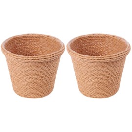 Alipis 2 pcs Organizer Home Decor Adornment Straw Rattan Garden Indoor Table Decoration Storage Outdoor Round Natural Rope Toy Hand Handmade Woven Belly Multipurpose Tabletop Bin Desk