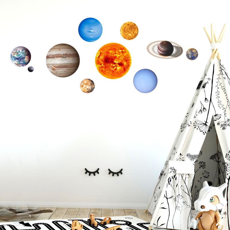 Luminous Solar System Themed Glowing Wall Sticker Home Decor for
