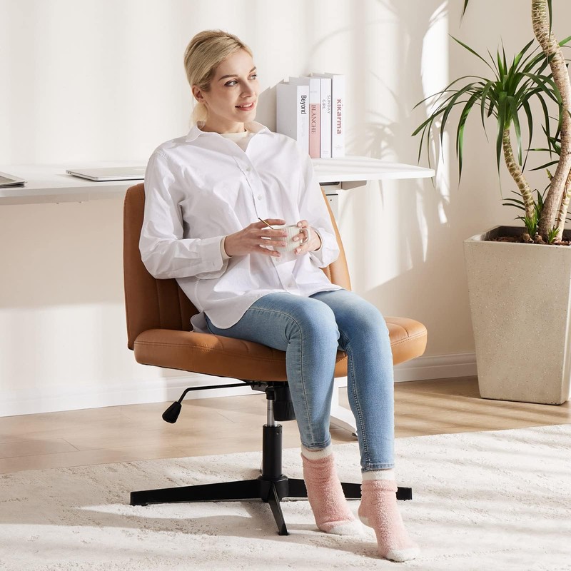 OLIXIS Criss Cross Legged Chairs Armless No Wheels Wide Seat