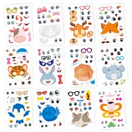 YANGWEN 12 Models/600 Pieces Make a Face Sticker Make Your Own Sticker Animal Sticker Make-a-face Sticker DIY Sticker Kids DIY Face Sticker for Children's Party, Birthday