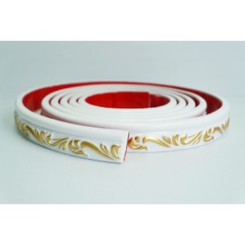 Colamo 16.4FT Gilded Crown White Peel Stick Trim Caulk Strip for Edge,Side Body,Flexible Adhesive Moldings & Trims for Wall/Mirror/Ceiling/Window and Door Frame,DIY Stick on Backsplash Tile Trimming