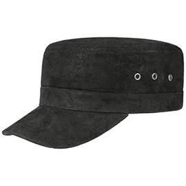 Stetson Raymore Pigskin Army Cap Men - Summer Leather Metal Buckle, with Peak Summer-Winter - One Size Black