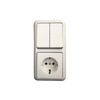 N&L Finesse Series Switch + Socket in 2-Way Frame, Flush-Mounted,