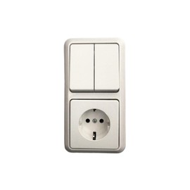 N&L Finesse Series Switch + Socket in 2-Way Frame, Flush-Mounted, Ultra White