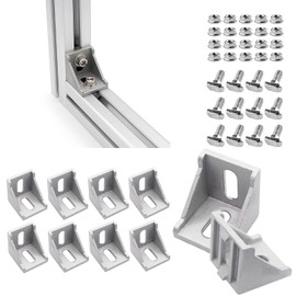 10 Stück Aluprofil Winkel 40x40mm, Aluprofil Befestigungsmaterial Winkel Befestigung Wandhalter 90 Grad mit Schrauben Eckwinkel Eckverbinder Alu Winkel für Strebenprofil
