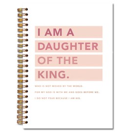 JINYO Pink Christian Notebook, I am a Daughter of the King Bible Journal, Religious Prayer Journal for Woman, Church Notes Notebook, Scripture Spiral Notebooks 5.5x8.3 Inch