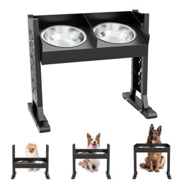 Elevated Dog Bowls for Large and Medium Dogs,(22 inch Tall), 8 Height Adjustable Tilted Raised Dog Bowl Stand with 2 Stainless Steel 1.3L(44oz) Bowls, Tall Pet Feeding Station for Large Breed Dogs