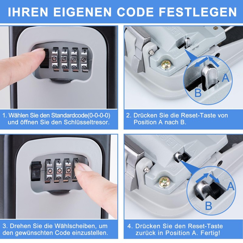 ZHEGE Key Safe with Number Code, 4-Digit Key Box with