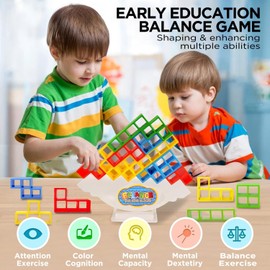 STCORPS7 Stacking Game Balance Stacking Blocks Game, Board Games for 2 Players+ Family Games, Parties, Travel, Kids & Adults Team Building Blocks Toy (48PCS)