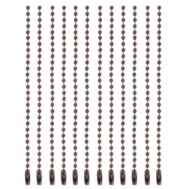 MECCANIXITY Ball Bead Chain Beaded Necklace Chains 5 Inch Adjustable Metal Ball Chains 2.4mm/0.1inch Keychain for Jewelry Making,DIY Craft Projects,Pack of 12(Brown)
