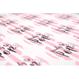 Stripe Ready to Pop Stickers | 48 Stickers | Ready To Pop Baby Shower Stickers for Popcorn | 1.67 Inches | Ready to Pop Stickers for Boy and Girl (Pink)