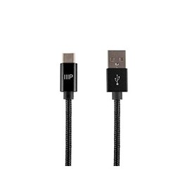 Monoprice USB 2.0 Type-C to Type-A Cable - Fast Charge and Sync, Durable, Nylon-Braided Jacket, Up to 480Mbps, Aluminum Connectors, 10 Feet, Black