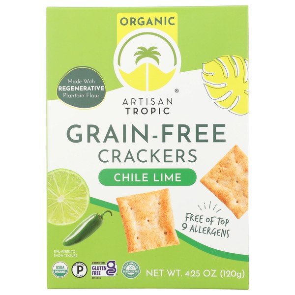 Artisan Tropic Chili Lime Crackers, Gluten Free, Grain Free, 4.25