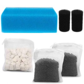 Aquarium Media Maintenance Kit Replacement for Fluval AC50 Power Filter, Includes 1 Blue Foam Filters, 2 Intake Strainer Sponge,1Pack Ceramic Rings and 2 Pack Activated Carbon
