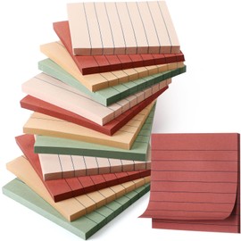 AmazingSpark 12 Pack Vintage Lined Sticky Notes 3x3 inch Post Ruled Stickies Super Self Stick Power Memo Pads Multi Colors Notes Pads Vintage Aesthetic School Office Supplies Accessories
