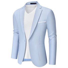 MAGE MALE Men's One Button Blazer Lightweight Casual Sport Coats Solid Color Suit Jacket