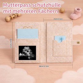 Aohcae Maternity Log Protective Cover Made of Felt, German Maternity Log Cover, Maternity Log Cover for Storing Documents, Ultrasonic Photos & Cards, Gift Idea U Book Cover for Pregnant Women and Future