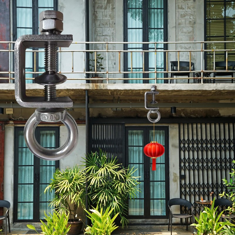 4Pcs Stainless C Clamp with Ring;Heavy Duty Hanging J Hook/pipe