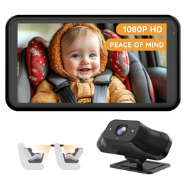 Babyvue BC1 Baby Car Camera, 4.5" 1080P Easy Setup Backseat Camera with Flexible 360 Rotation, 3X Zoom Clear Picture Rear Facing Car Seat Baby & Pet Monitor