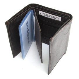 Dangerous Threads Mens Chocolate Brown Leather Wallet Lamb Trifold 731B