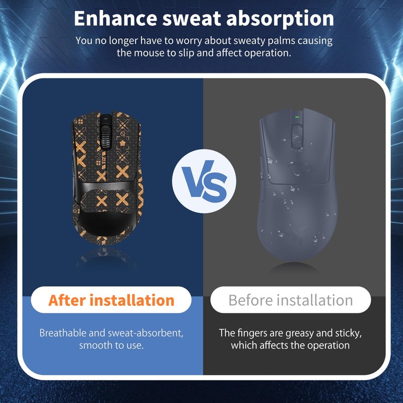 NOUKAJU Mouse Grip Tape Full Coverage for Razer DeathAdder V3