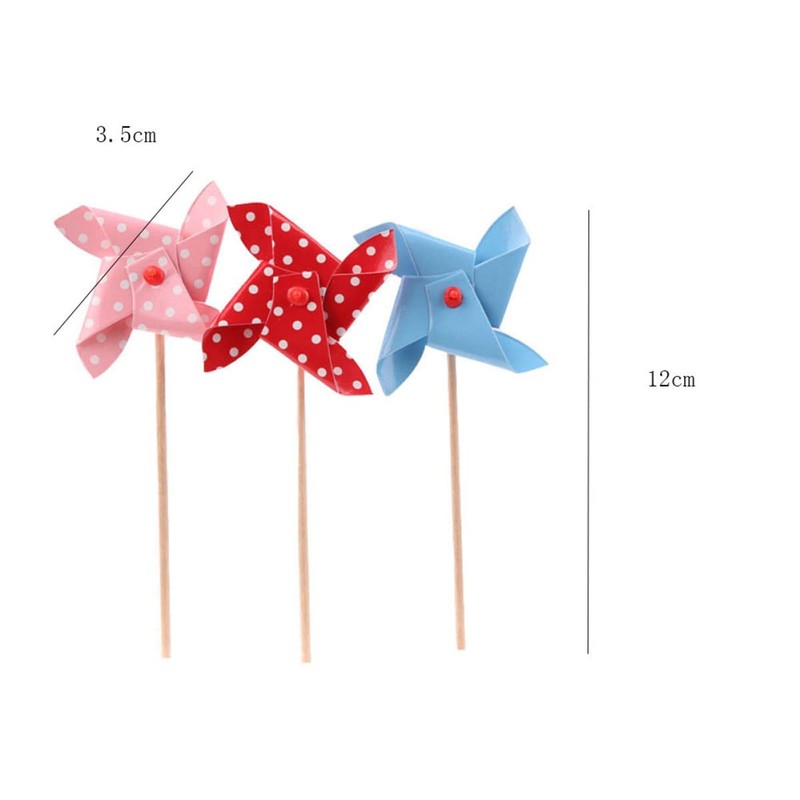 Cupcake Toppers 6pcs Mini Pinwheels miniature pinwheels tiny paper pinwheels
