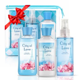 Set De Regalo De Baño Y Cuerpo Para Mujeres Y Niñas, Set De Spa Ciudad Del Amor, Kit De Viaje De Cuidado Personal, Set De 3 Piezas Gel De Ducha,