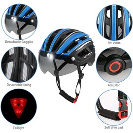 Mountain Bike Helmet Motorcycling Helmet with Back Light Detachable Magnetic Visor UV Protective for Men Women