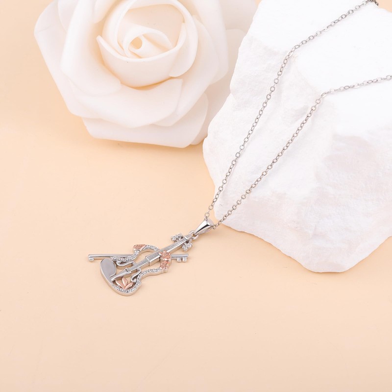 Violin Necklace for Violinst: 925 Sterling Silver Viola Cello Necklace