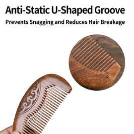 YKEBVPW Wooden Comb for Women Thickened Anti-Static Birch Wood Hair Comb Carved Walnut Handle Comb Women's Wood Combs for Hair Growth Smooth Detangling for All Hair Types Styles