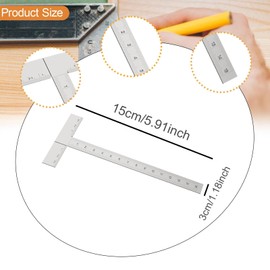 MagiDeal T Square Ruler Drafting Tool Teaching Supply Professional 90 Degree Stainless Steel Measuring Tool for Crafting Engineer