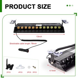 SHMZK Car Emergency Strobe Light, 12V Windshield Dashboard Warning Flash Light with 12-LED, Universal Auto Dash Safe Caution Hazard Light for Car Truck SUV, Car Accessories (White & Yellow)