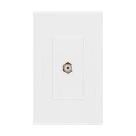 ENERLITES Port Screwless Keystone Wall Plate with Gold F-Type Coupler Bulkhead Audio/Video Connector, Female, Standard Size 1-Gang 4.69" x 2.93", SI8871FGD-W, White