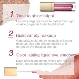 Metallic Liquid Glitter Eyeshadow - Long Lasting Waterproof Matte Shimmer - Highly Pigmented Sparkly Eye Shadow - Easy to Blend - with Eyeliner Pen - Glamorous Cherry Glitter（17#）