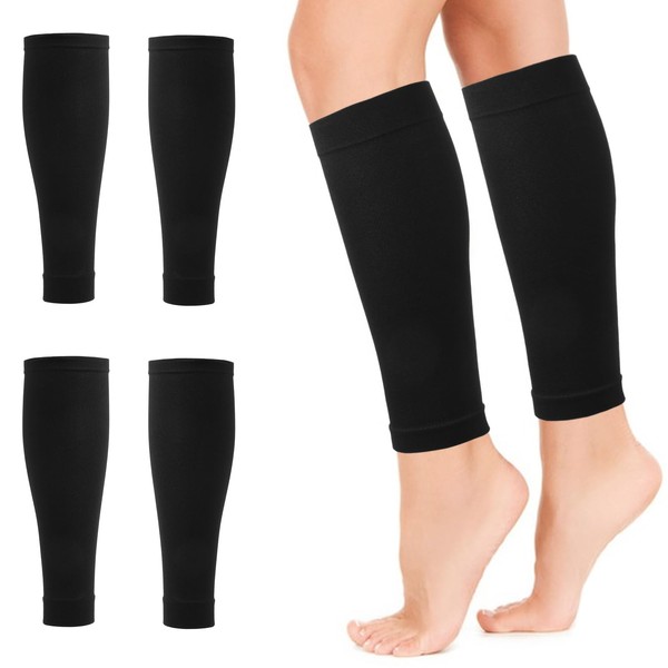 4Packs Calf Compression Sleeves Replacement for Men & Women, Compression Stockings with Medical Gradient Compression, 20-30mmHg Footless Compression Calf Socks for Shin Splint, Varicose Vein Size L