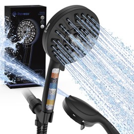 Pavezo 5-Inch High Pressure Handheld Shower Head with 10-Mode Powerhead, Extra Long 72-Inch SS Hose, Matte Black