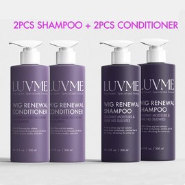 LUVME Coconut Moisture & Effectively Cleans,Wig Renewal Shampoo & Conditioner Set | Luvme Hair Care Haircare Cleanser Comfort Cleansing - Wig Care: 2pcs Shampoo+2pcs Conditioner