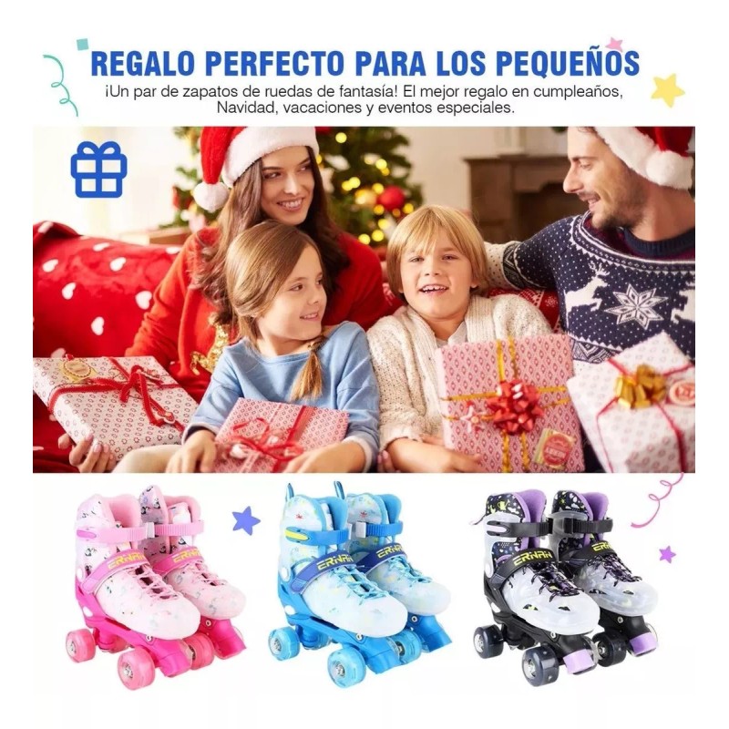 WEHOGAR Patines De 4 Ruedas Ajustables Para Niños Y Niñas,