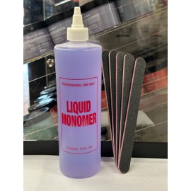 Acrylic Liquid Monomer 16oz + 5 Acrylic Nails Files FREE!
