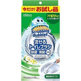 Johnson Scrubbing Bubble Flushable Toilet Brush White Blossom Body + 4 Replacement Brushes 1 Piece (x1)