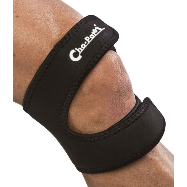 Cho-Pat Dual Action Knee Strap, Provides Full Mobility and Pain Relief for Arthritic, Weakened Knees, Tendonitis, Osgood Schlatter’s, Meniscus Tears, and Chondromalacia, Black, X-Small