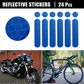 X AUTOHAUX 24pcs Reflective Safety Stickers for Helmet for Bike Motorcycle Blue