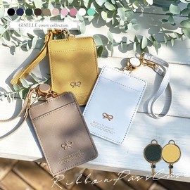 Giselle Women's Transit Pass Case, Transit Pass Holder with Reel, Double-Sided Smart Card Case, Employee ID Card Case, Strap Included, Ribbon