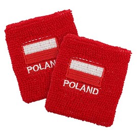 Polart Polish 2 Pack Sports Wristbands Athletic Tennis Exercise Warmer Sweatbands with Red Poland Lettering & Flag