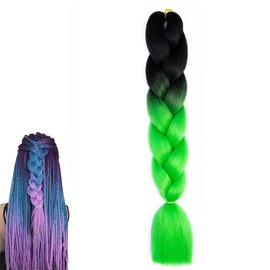 prinfantasy BZ056 Synthetic Hair Ombre Braids Extensions Jumbo Hair Afro Braids Hair for Black Green