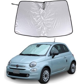 Tumukiw Front Windshield Sun Shade Compatible with Fiat 500 2010-2024 Car Windshield Sun Shade Foldable Sun Shield UV Protection Auto Accessories (Front Windshield Memory Steel Wire)