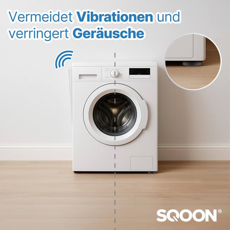 SQOON® Vibration Damper for Washing Machines, Pack of 4, Universal